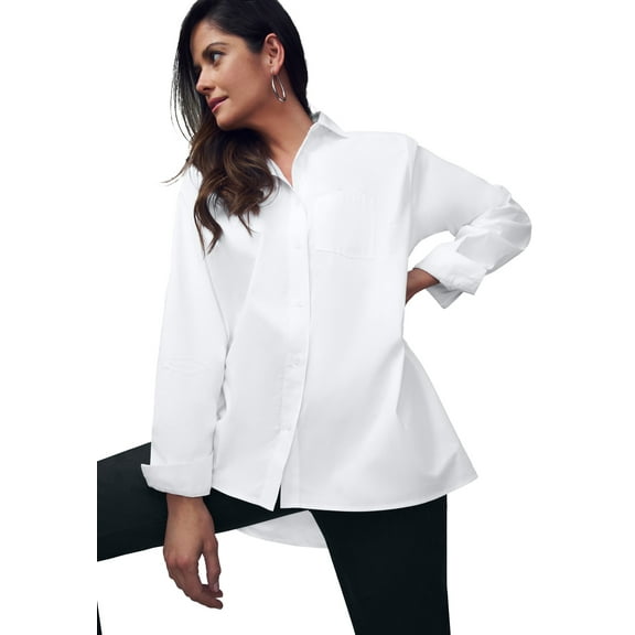 Jessica London Women's Plus Size Stretch Cotton Oversized Shirt