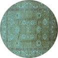 thumbnail image 1 of Ahgly Company Indoor Round Oriental Light Blue Traditional Area Rugs, 3' Round, 1 of 4