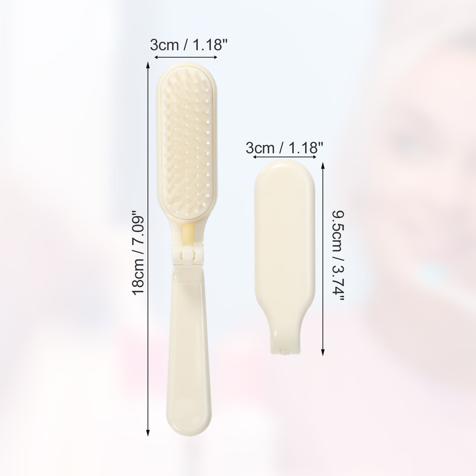 Unique Bargains 1Pc Women's Foldable Hair Brush for Curly Straight Thin Dry Wet Hair Beige