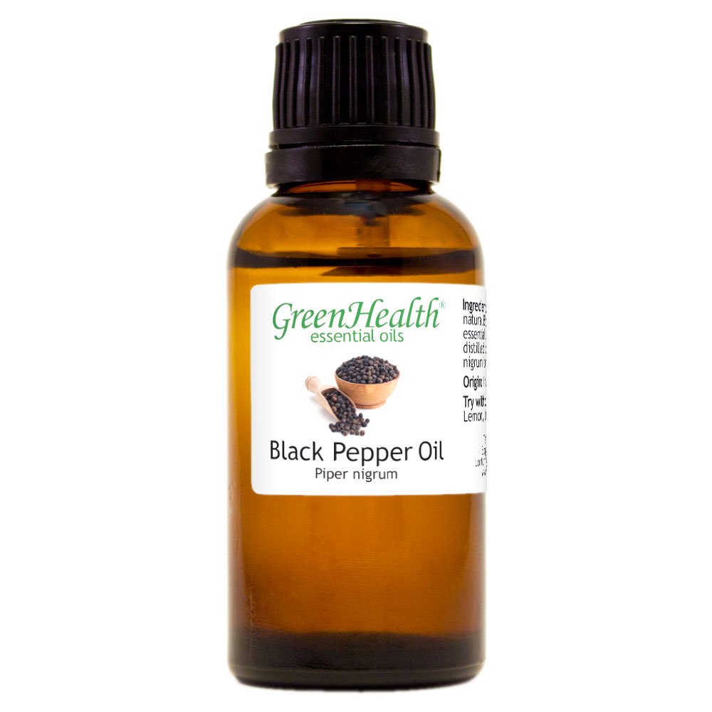 Black Pepper Essential Oil 1 fl oz (30 ml) Glass Bottle w/ Euro