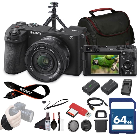 Sony Alpha a6700 Mirrorless Camera with 16-50mm II Lens, 64GB Card, NP-FZ100 Battery, Charger and Flex Tripod