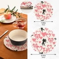thumbnail image 2 of SKYSONIC 2 pcs Romantic Cupids Pink Hearts Pot Holders Trivets, Heat Resistant Trivets,Valentines Day Cotton Thread Weave Mats for Hot Pads Pans Pot Bowl Teapot, 2 of 7