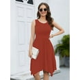 thumbnail image 6 of Chiclily Women Summer Casual T-Shirt Dress Sleeveless Irregular Hem Beach Loose Dress with pockets, US Size Large, Brownish Red, 6 of 8