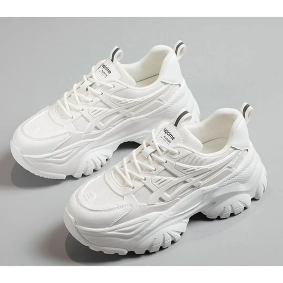 Women Chunky Fashion Sneakers Platform Bold Lace-Up Comfortable Sneakers.