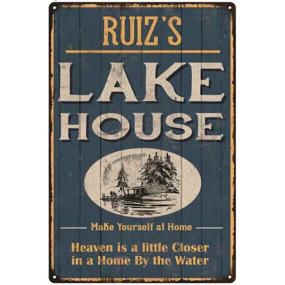 RUIZ'S Lake House Blue Cabin Home Decor Gift 8x12 Metal 108120038129