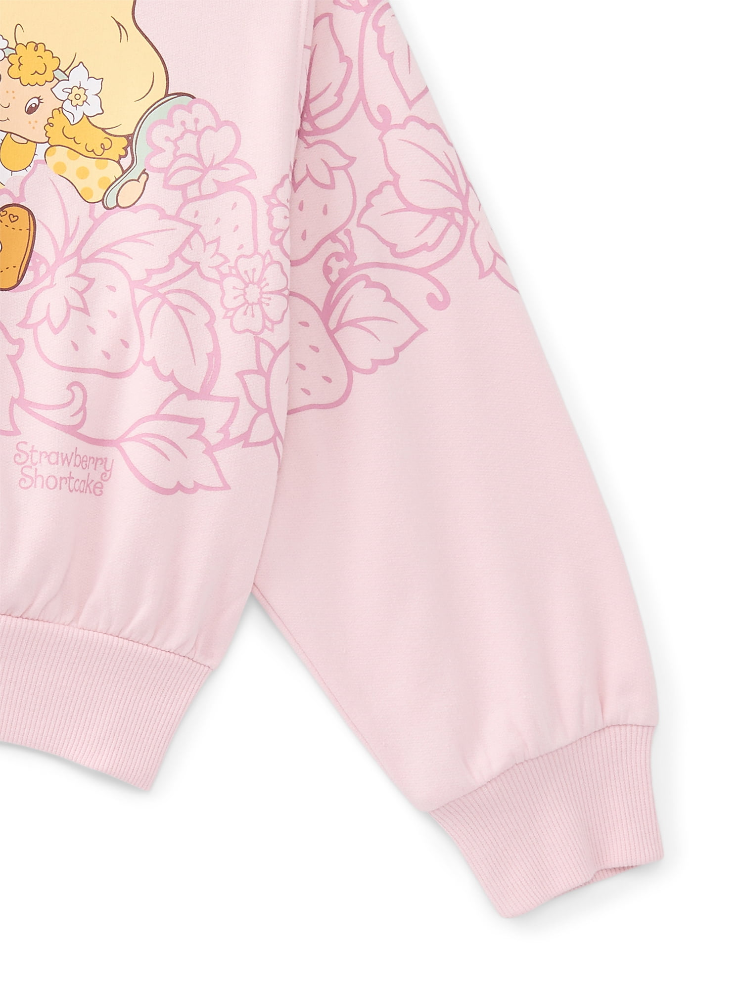 Strawberry Shortcake Girls Graphic Fleece Crew Pullover, Sizes 4-16
