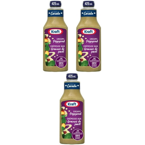 Kraft Creamy Poppyseed Salad Dressing, 425ml (3 Pack)