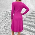 thumbnail image 4 of HAPIMO Women's Tea Length A Line Dress Solid Color Trendy V Neck Spring Elegant Casual High Waist Clearance Long Sleeve, 4 of 7