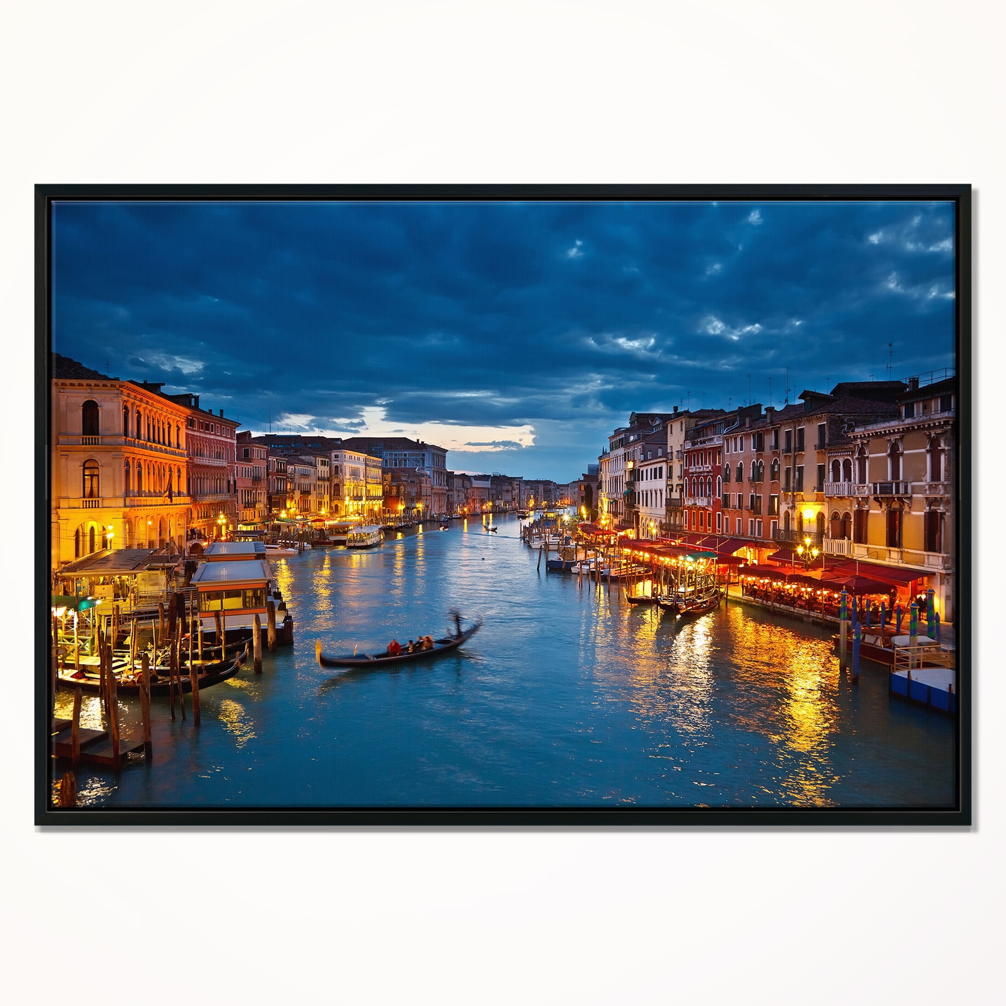 Design Art Grand Canal À La Nuit Venise  Sur Toile Encadrée