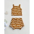 thumbnail image 4 of 2Pcs Little Girls Knitted Outfit Summer Heart Printing Sleeveless Tank Tops + Shorts Set, 4 of 9