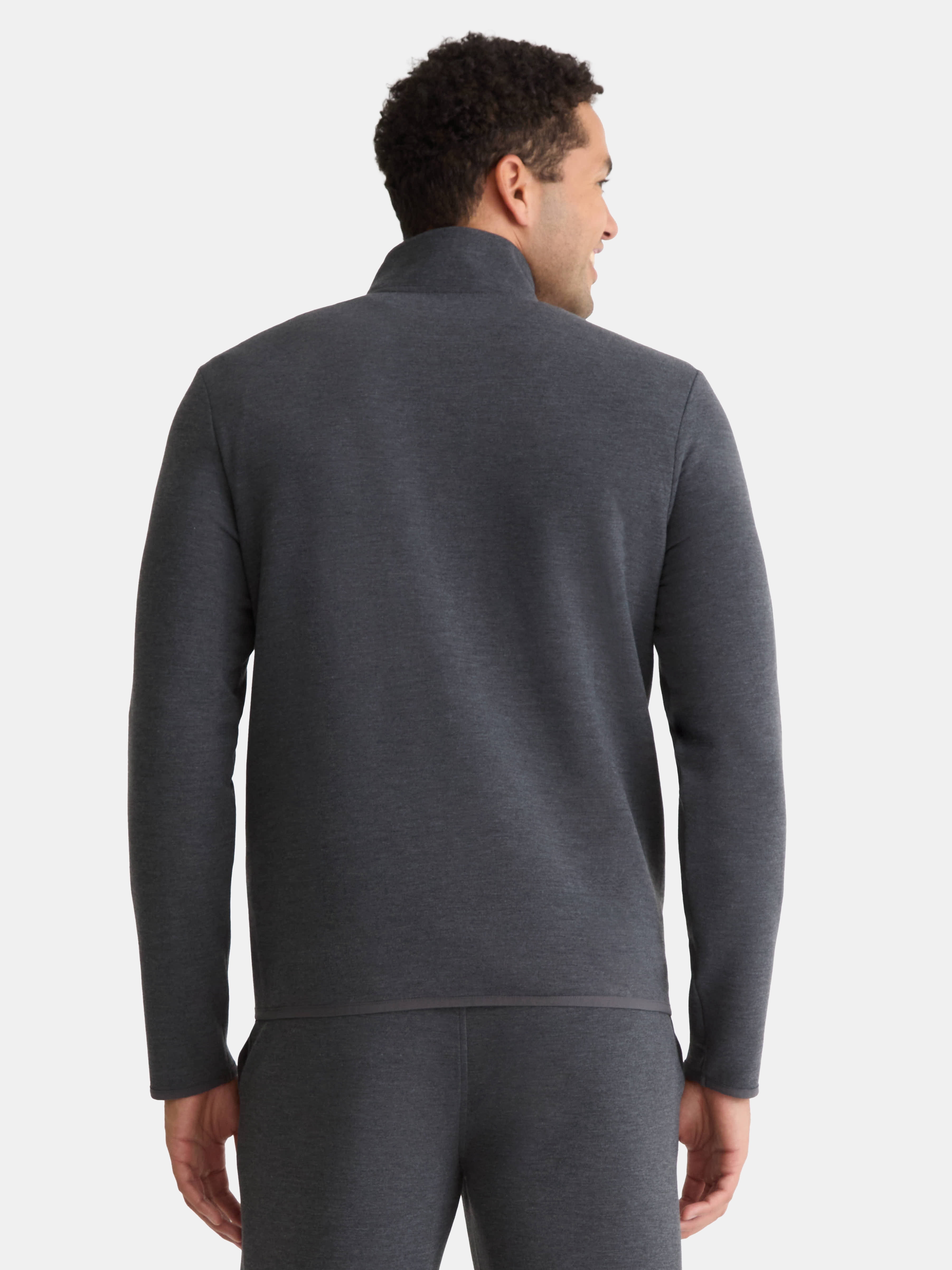 Athletic Works Men's and Big Men's Fusion Double Knit Quarter Zip Sweatshirt Jacket, Sizes S-3XL