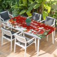 thumbnail image 2 of Red Christmas Table Cloths for 3 Foot Rectangle Tables, Santa Elk Gifts Snowflake Winter Xmas Tree Patio Waterproof Elastic Fitted Tablecloths, Washable Rectangular Table Cover for Camping, 2 of 8