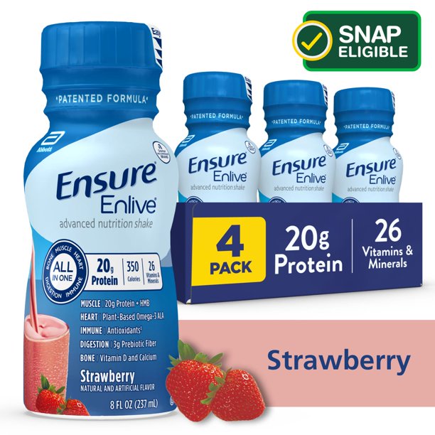 Ensure Enlive Meal Replacement Shake, 20g Protein, 350 Calories, Advanced Nutrition Protein