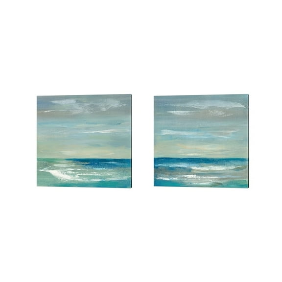 Metaverse Silvia Vassileva 'Early Morning Waves' Canvas Art (Set of 2)