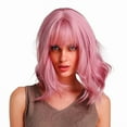 thumbnail image 5 of DOPI Women's Fantasy Pink Hair Wig With Curly Blowable Medium Length, 5 of 8