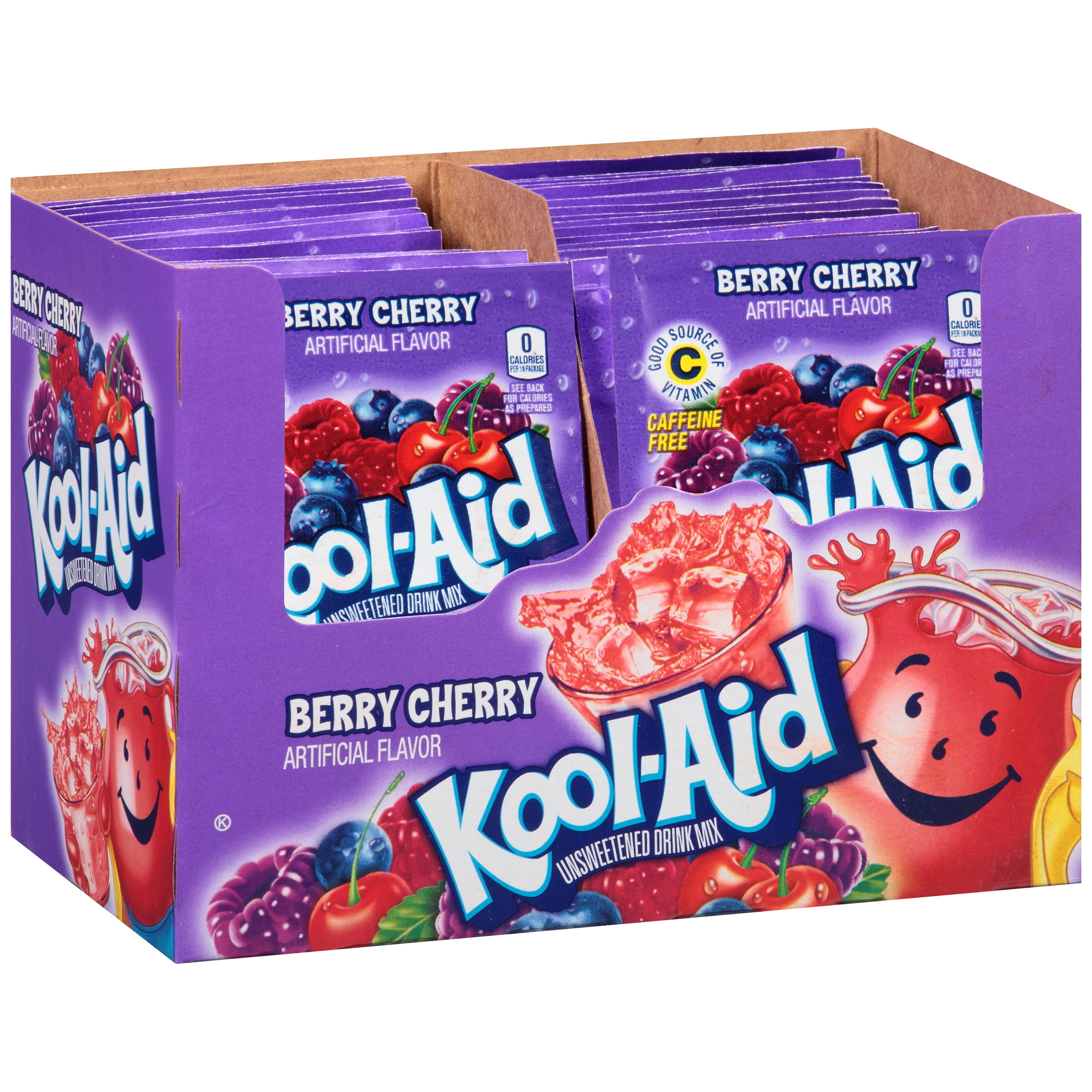 KoolAid Unsweetened Berry Cherry Powdered Drink Mix, Caffeine Free, 0.