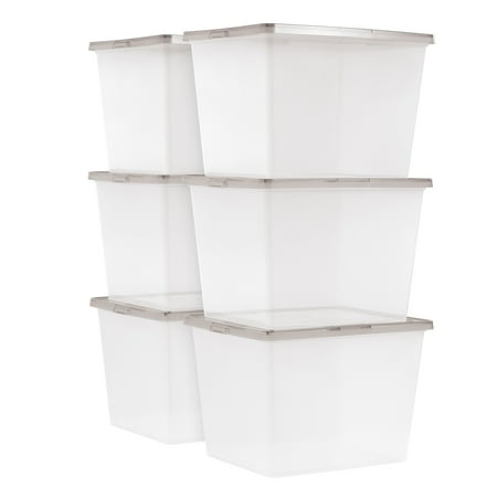 IRIS 36 Qt. Plastic Storage Bins with Lids, Stackable Storage Containers, Totes, 6 Pack
