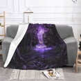 thumbnail image 3 of LNWH Super Soft Flannel Bed Blanket, Cozy Fluffy Warm All Seasons Elf Purple Forest Pattern Throw Blankets for Sofa Bedding, 80"x60", 3 of 8