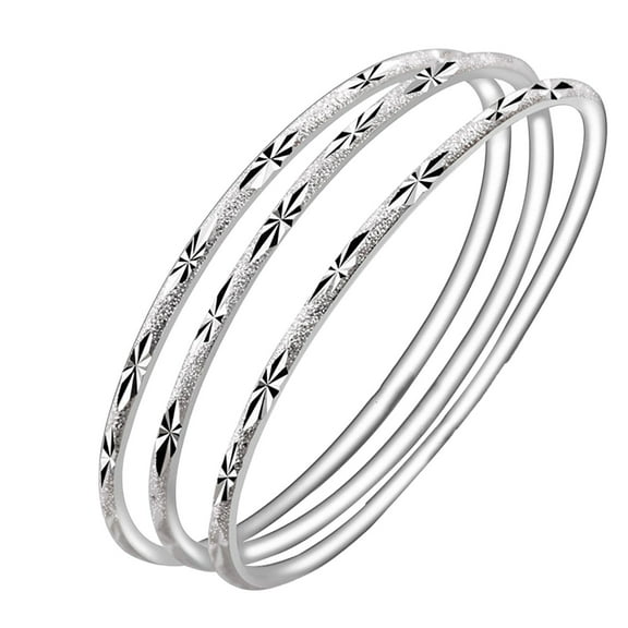 SUSHANG Baby'S Breath Bracelet Simple Full Star Bracelet Frosted Diamond Coil Three Combination Female Solid Closed Bracelet