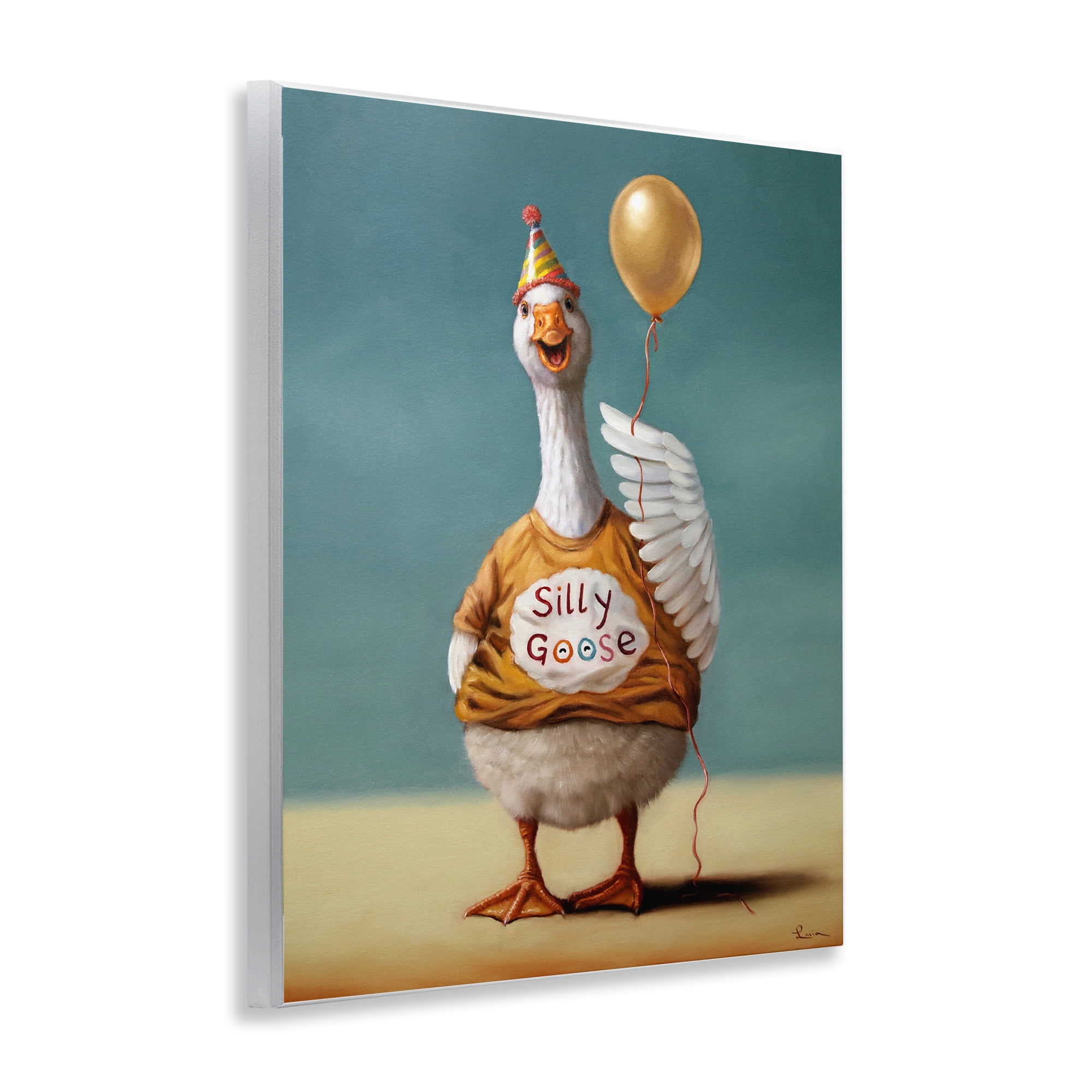 Stupell Industries Silly Goose with Balloon Wall Plaque Art, design by Lucia Heffernan