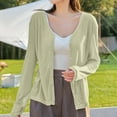 thumbnail image 2 of Baberdicy Green Women's Thin Long Sleeved V Neck Jacket Knitted Air Conditioning Shirt Cardigan Tops, L, 2 of 9