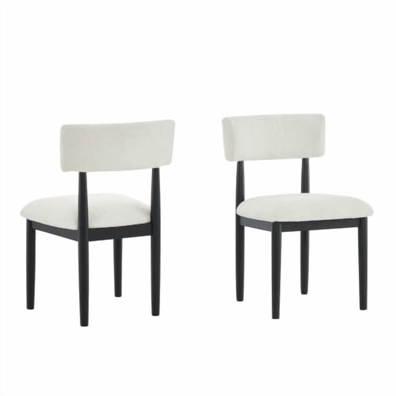 Xukmct 2 Pack Boucle Upholstered Side Chair with Wood Frame, Armless Dining Chair for Living Room, Dining Room, White
