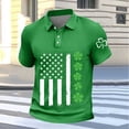 thumbnail image 3 of Ceisia Men's St. Patrick's Day Polo Shirt Collection | Shamrock American Flag Print | Casual Short Sleeve Collared Tops Gift, 3 of 5