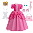 thumbnail image 3 of Vestido de princesa melocotón para niña, ropa de actuación de escenario para niños, Carnaval, fiesta de cumpleaños, Festival de revelación, disfraz de Cosplay, 3 of 5
