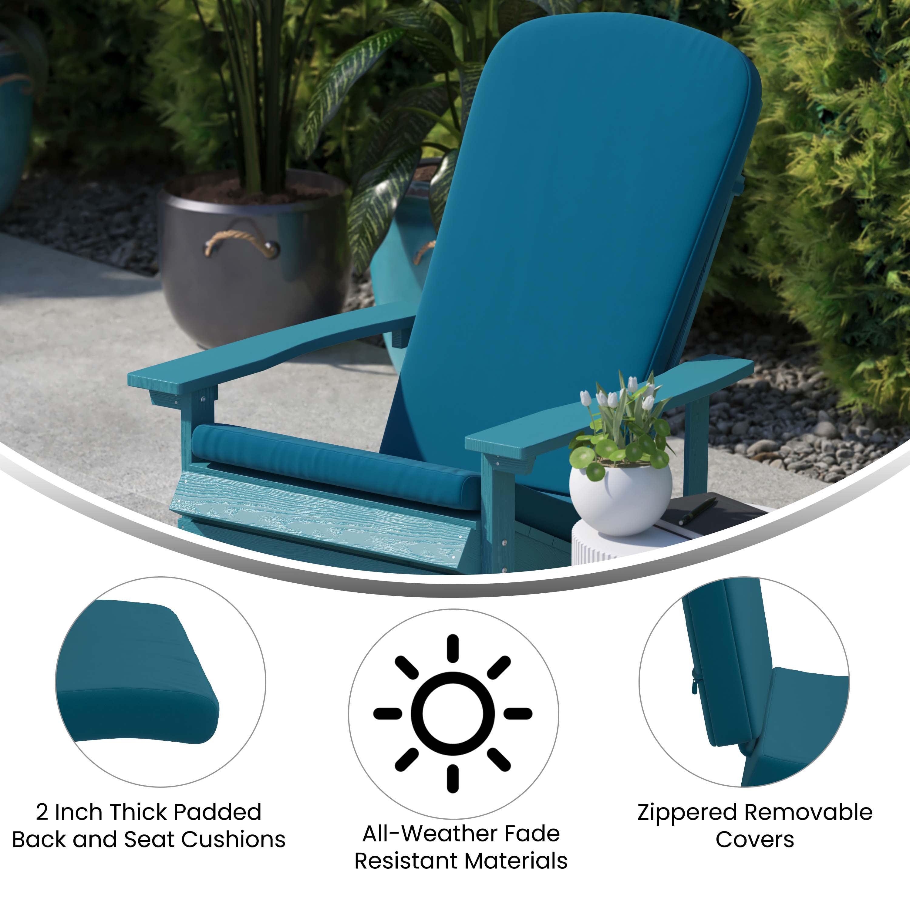 Seat Cushions Padded Adirondack Chairs Outsunny Set Of Outdoor