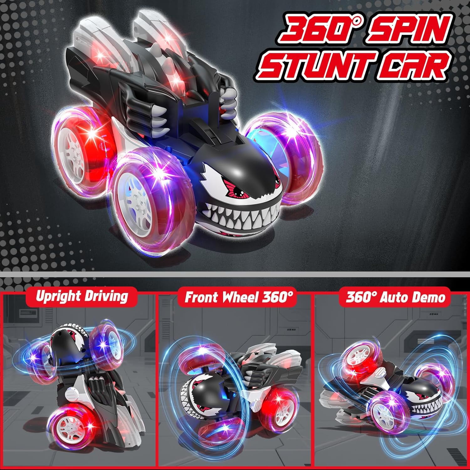 RC Stunt Car – Remote Control Car with Cool Lights, Rechargeable, Outdoor Toy Gift for Boys, Funtogether Toys