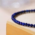 thumbnail image 2 of K-KED Lapis Lazuli 3mm Faceted Beads Minimalist Dainty Healing Women Bracelet 7.5", 2 of 3
