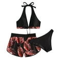 thumbnail image 4 of Traje de baño de 3 piezas con cintura alta y tirantes cruzados para mujer Fridja  nalpqowj61349, 4 of 5