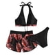 thumbnail image 4 of Traje de baño de 3 piezas con cintura alta y tirantes cruzados para mujer Fridja  nalpqowj61349, 4 of 5