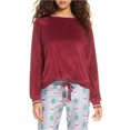 thumbnail image 1 of P.J. Salvage Womens Solid Pajama Sweatshirt Top merlot S, 1 of 1