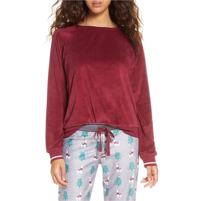 P.J. Salvage Womens Solid Pajama Sweatshirt Top merlot S