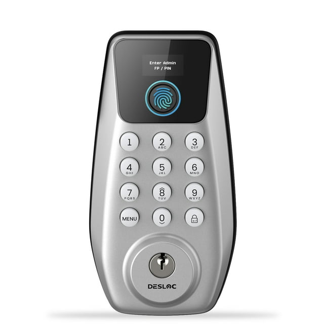 DESLOC C110 Keyless Entry Door Lock with Display (Smart Screen), Fingerprint Door Locks, Keypad Deadbolt, Auto-Lock, Backlit Keys, Passage Mode, IP54