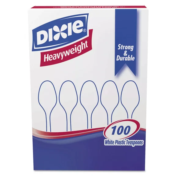 New Dixie Plastic Cutlery Heavyweight Teaspoons White 100/Box TH207