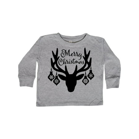 

Inktastic Merry Christmas Reindeer Antlers with Ornaments Gift Toddler Boy or Toddler Girl Long Sleeve T-Shirt
