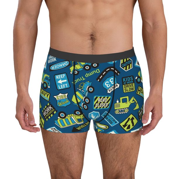 Balery Machinery Road Construction Calzoncillos bóxer para hombre, ropa interior de algodón suave y transpirable con cinturilla de nailon-Large