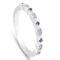 thumbnail image 3 of Pompeii 1/5 ct Blue Sapphire & Diamond Wedding Ring Stackable Band 10k White Gold, 3 of 4