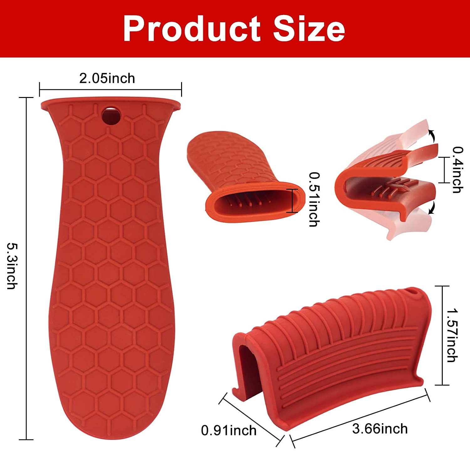 3 Pack Pot Holders Cover, Silicone Hot Handle Holder, Non Slip Pot Holder Sleeves for Cast Iron Skillets