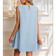 thumbnail image 5 of Solid Color Round Neck Sleeveless Vest Dress Light Blue XXL, 5 of 6
