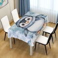 thumbnail image 5 of WOBOGO Blue Scarf Penguin Pattern Square Tablecloth 60×60in Polyester Fabric Tablecloth Washable Dust Resistant Wrinkle Resistant, 5 of 9