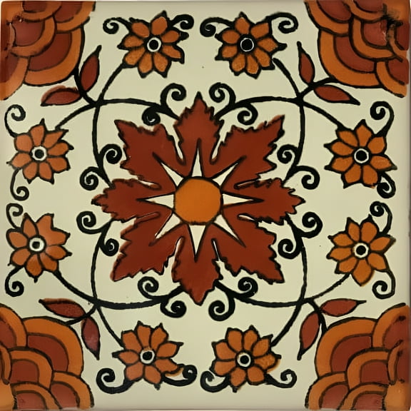 4.2x4.2 Mori Talavera Mexican Tile, Set of 9 pcs