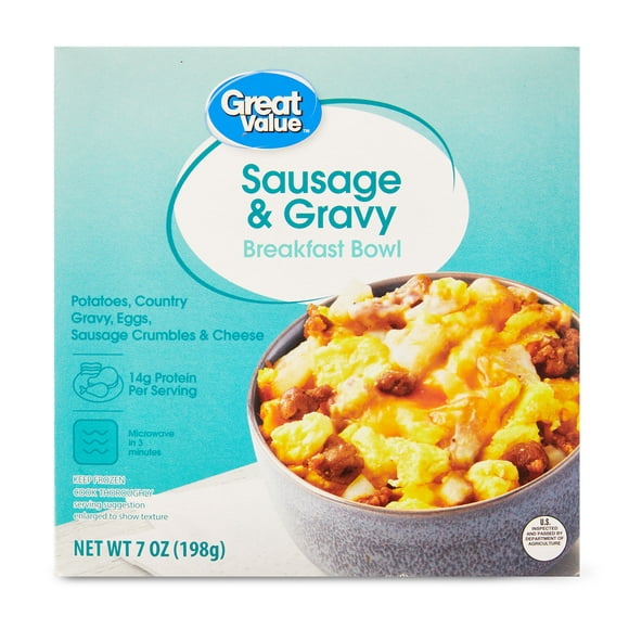 Great Value Sausage & Gravy Breakfast Bowl, 7 oz (Frozen)
