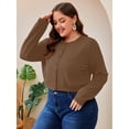 thumbnail image 6 of SHOWMALL Women's Plus Size Cropped Cardigan Long Sleeve Button Down Sweater Casual Knit Tops Shrugs, 6 of 8