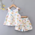 thumbnail image 2 of CAUYDY Toddler Girl Clothes Layered Ruffle Top Floral Shorts Cute Toddler Girls Summer Outfits 2Pcs Clothing Set for Kids Summer Pjs Set (Sizes 18-24 Months,H03-Light Yellow), 2 of 4