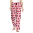 thumbnail image 2 of Goofa Hand Drawn Strawberry Printed Soft Pajama Pants for Women, Wide Leg Comfy Casual Lounge Yoga Pants-Small, 2 of 9