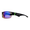 thumbnail image 3 of Xloop Mens Wrap Futuristic Half Rim Mirror Sport Sunglasses Black Green Blue Mirror, 3 of 4