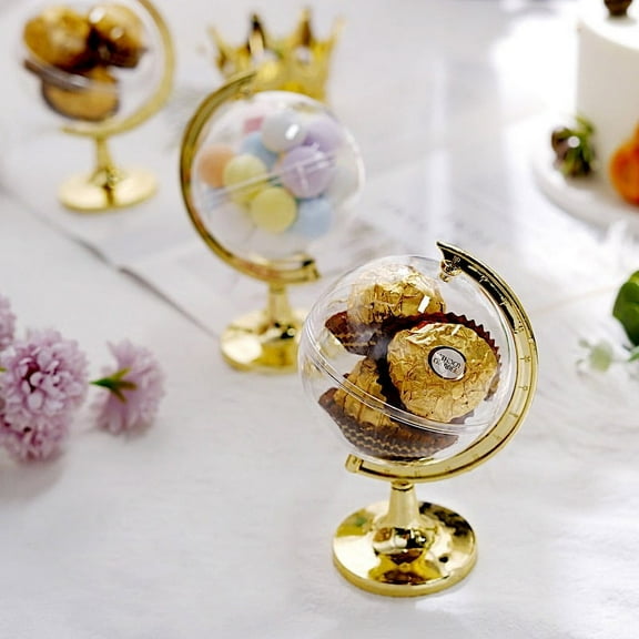 BalsaCircle 12 Gold Clear 4.5" Mini Globe Favor Holders